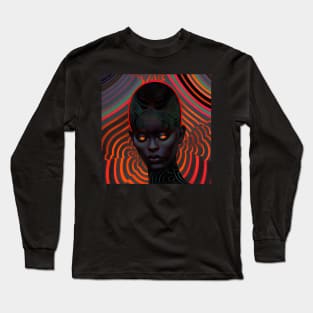 Psychedelic Abstract Art - Red and Black Long Sleeve T-Shirt